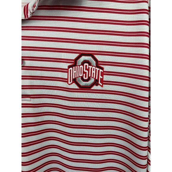 Antigua Ohio State Buckeyes Mens Size 2XL Red Turn Stripe Short Sleeve Polo OSU - Picture 4 of 9